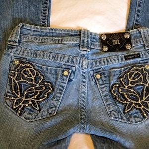 Miss Me jeans with bling rose on back pockets